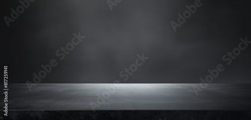 Black background with a table in the foreground  illuminated by soft light The texture of fabric is visible on top and bottom edges Generative AI