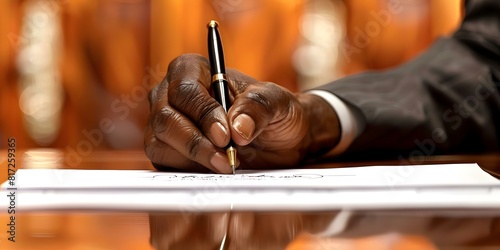 A Close-Up of a Hand Signing a Parole Agreement to Symbolize a Fresh Start in Life. Concept Close-Up Photography, Symbolic Imagery, Fresh Start, Life Transition, Legal Agreement