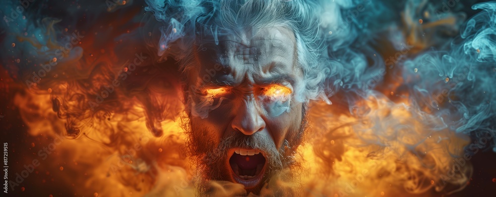 Surreal image of a man engulfed in flames Surreal image of a man engulfed in flames