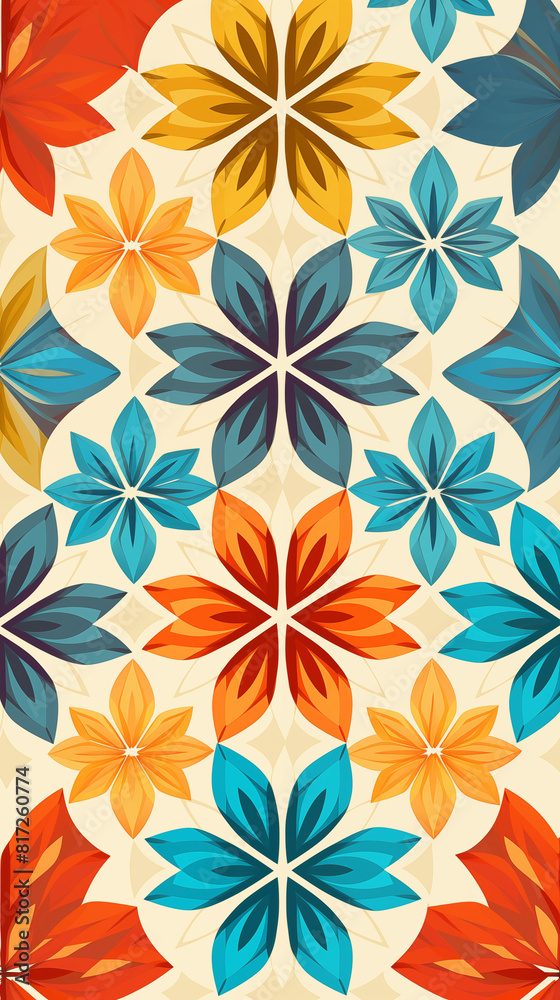 Abstract Image, Geometric Flowers, Floral, Pattern Style, For Background, Wallpaper, Desktop Background, Smartphone Cell Phone Case, Computer Screen, Cell Phone Screen, Smartphone Screen, 9:16 Format 
