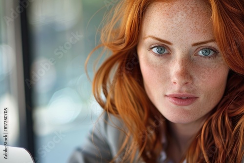 Young Woman And Laptop. Attractive Businesswoman Engrossed in Work at Office