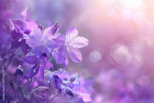 Spring Purple Flowers. Abstract Blossom Background with Blooming Floral Elements