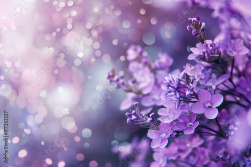 Spring Purple Flowers. Abstract Blossom Background with Blooming Flora