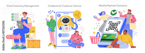 Retail Tech. Flat Vector Illustration