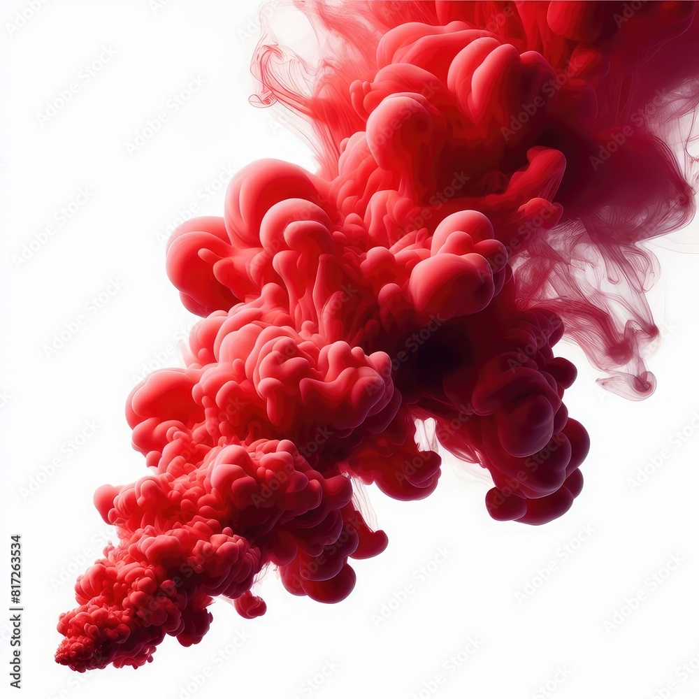 Obraz premium Red smoke isolated on a white background 