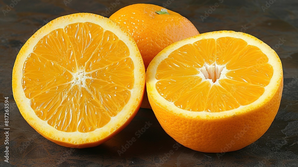 A pair of oranges resting atop a wooden table alongside one another on a darkened surface A pair of oranges resting atop a wooden table alongside one another on a darkened surface