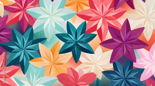 Abstract Image, Geometric Flowers, Floral, Pattern Style, For Background, Wallpaper, Desktop Background, Smartphone Cell Phone Case, Computer Screen, Cell Phone Screen, Smartphone Screen, 16:9 Format 
