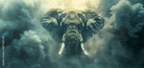 Capture a magnificent elephant in a wide-angle shot