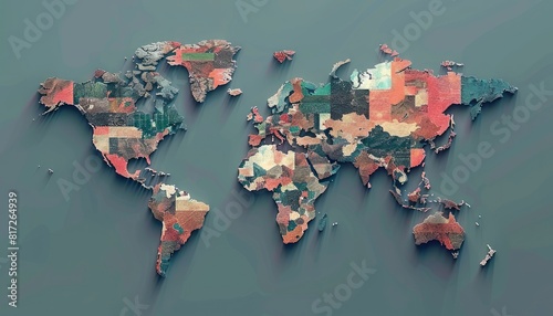 Image of the world map as seen from the top