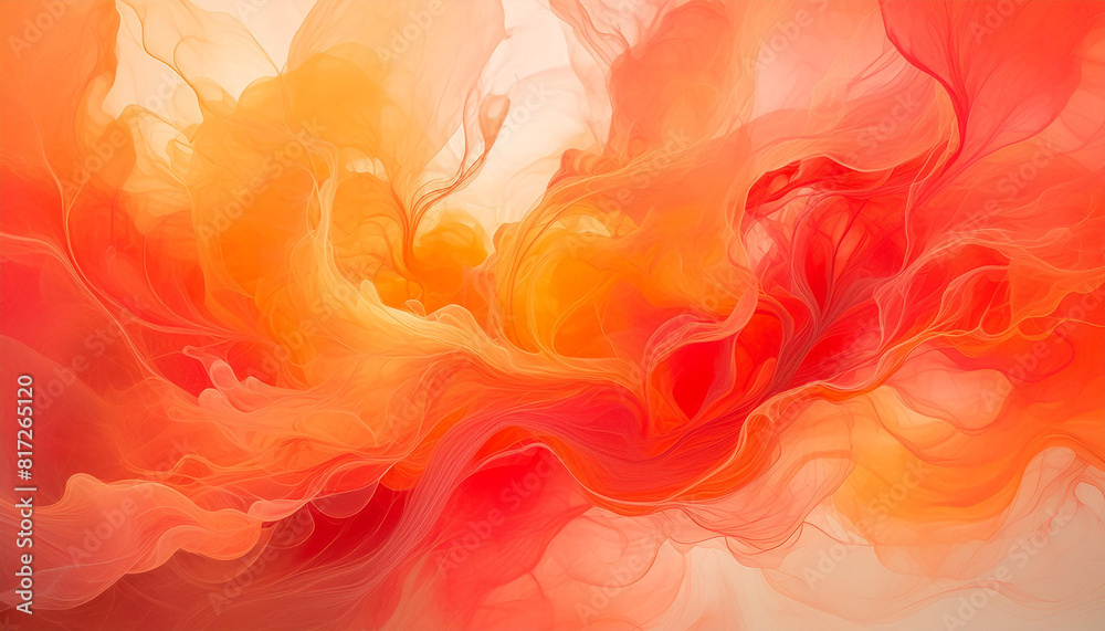 Watercolor abstract painting. Stains in water, red and orange colors. Modern hand drawn art.
