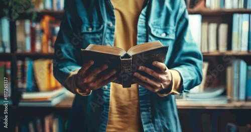 Man deeply immersed in a book, a symbol of religion, study, and reflection