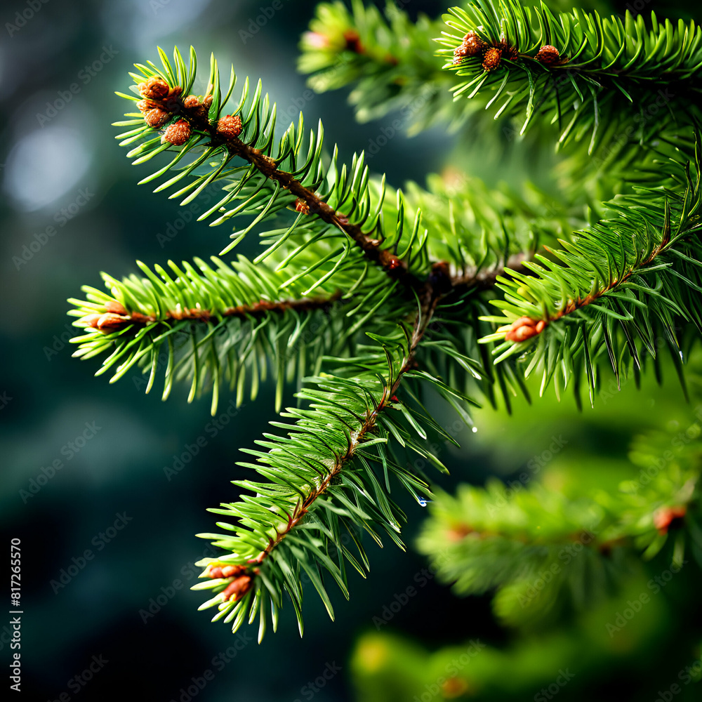 needles on a branch of the fir tree needles on a branch of the fir tree