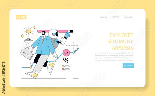 Using AI for Human Resources. Flat Vector Illustration