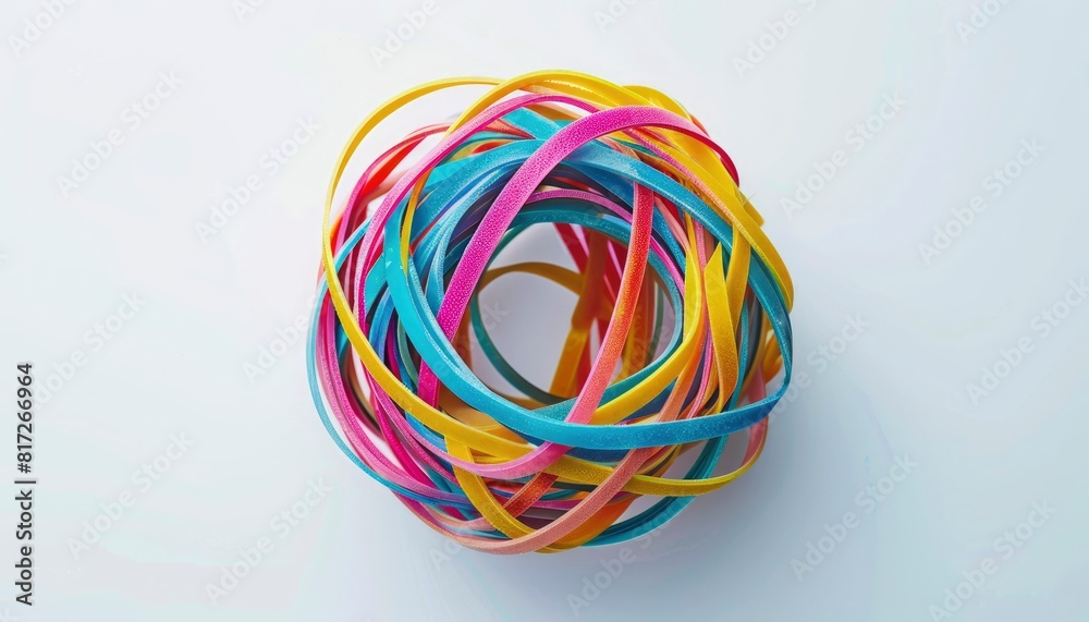 Image of colorful rubber bands in the shape of a ball Image of colorful rubber bands in the shape of a ball