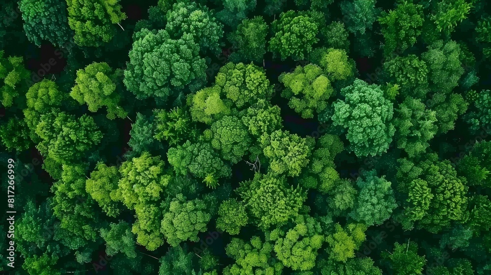  An aerial perspective of a forest with many trees in the foreground and fewer in the background