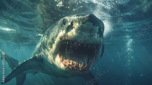  A shark with its mouth widely open photo