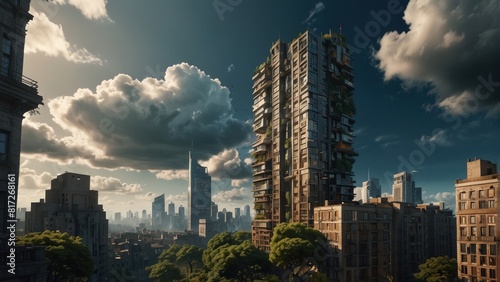 Beautiful wallpaper  futuristic skyscrapers of metropolis