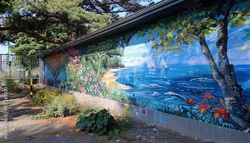 Painted wall, as seen from an angle