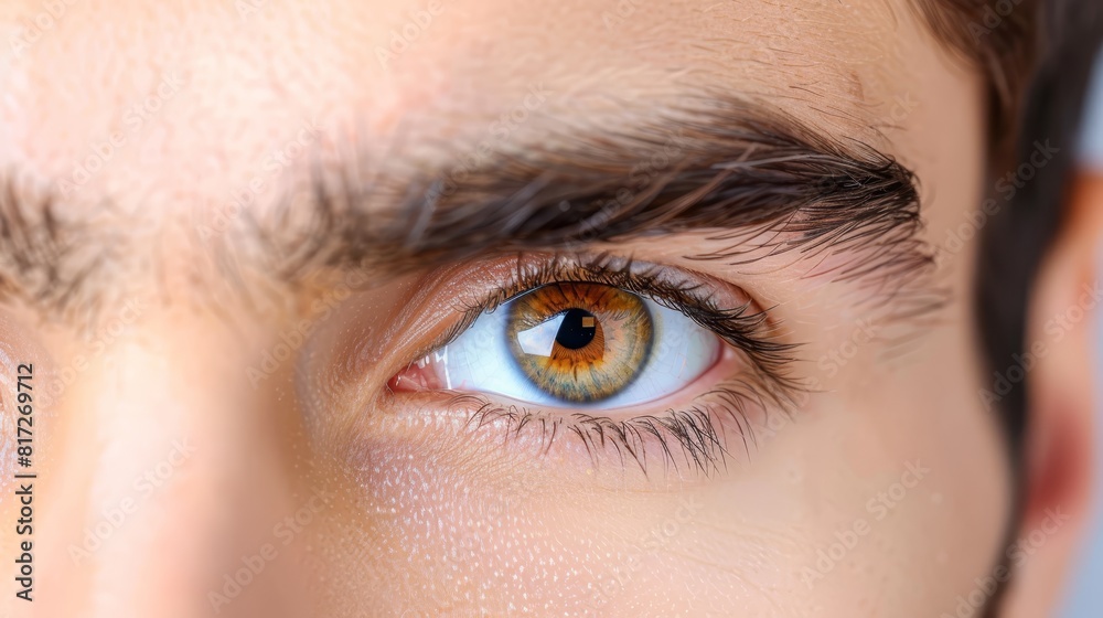  A tight shot of an eye, displaying a brown and yellow iris at its core