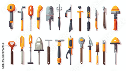 Set of funny building tool characters - hammer dril