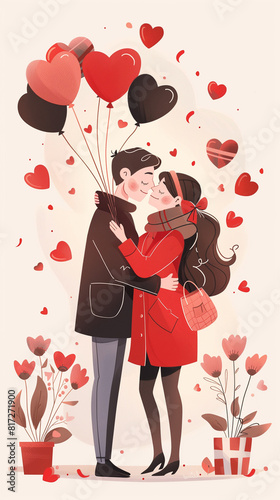 couple in love valentines day illustration