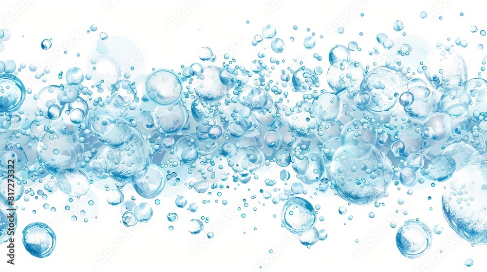 Vector illustration portraying underwater air bubbles fizzing and streaming on a white background, resembling effervescent drink bubbles in water or a sea aquarium. Vector illustration portraying underwater air bubbles fizzing and streaming on a white background, resembling effervescent drink bubbles in water or a sea aquarium.