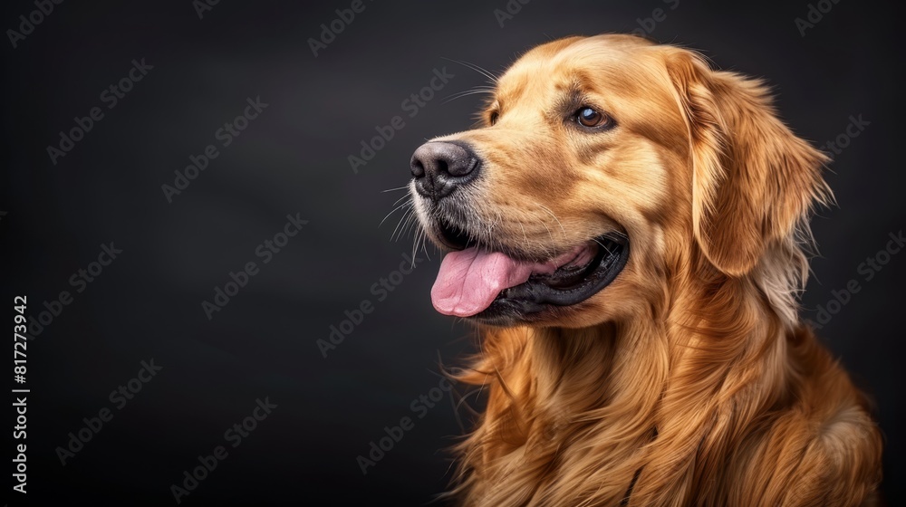  A tight shot of a dog's face exposing its tongue