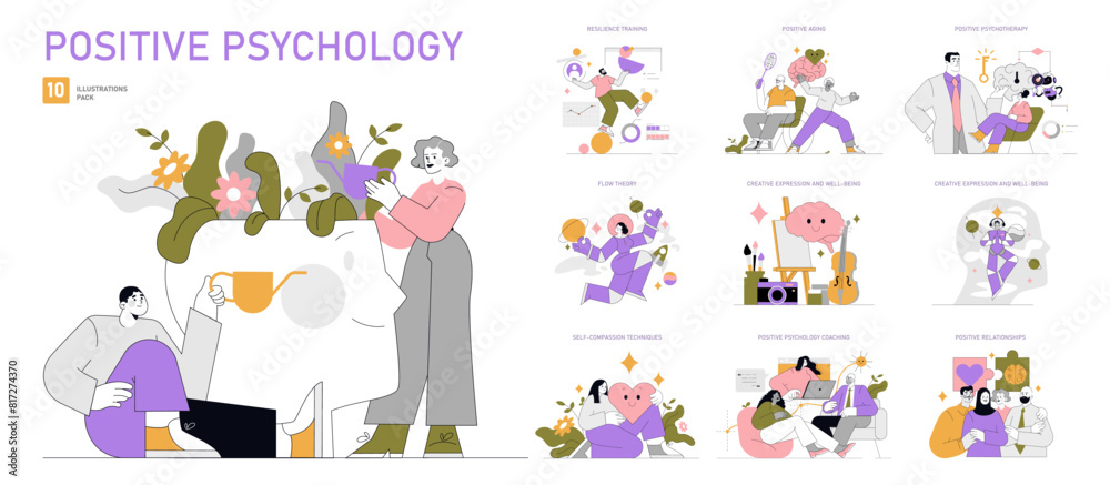 Positive Psychology. Flat Vector Illustration Positive Psychology. Flat Vector Illustration