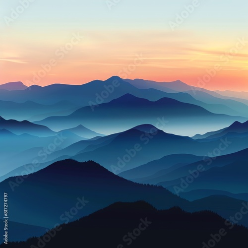 High-altitude mountainscape, sunrise colors blending from dark blues to warm golds, serene and majestic, panoramic wallpaper
