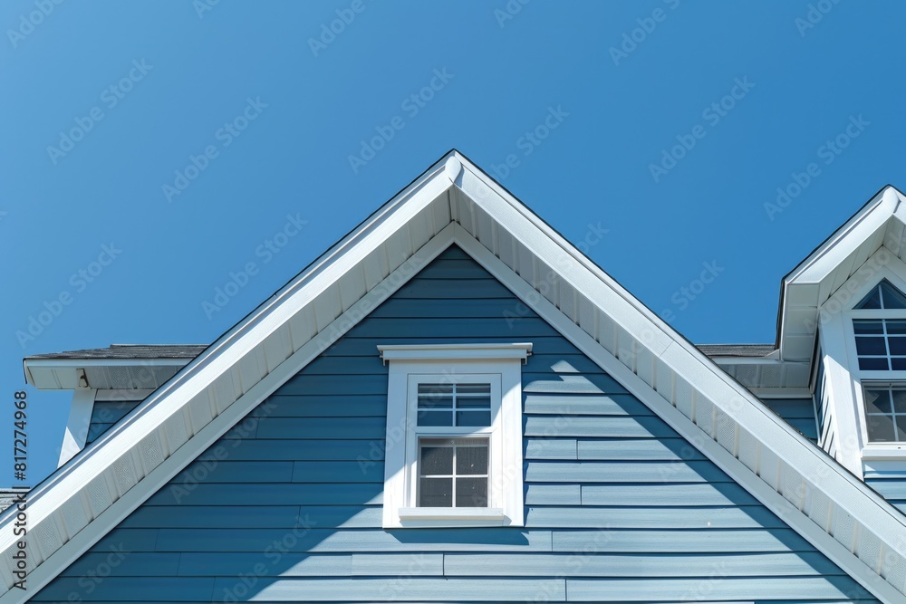 House with Double Gable Roof and Blue Sky Background House with Double Gable Roof and Blue Sky Background