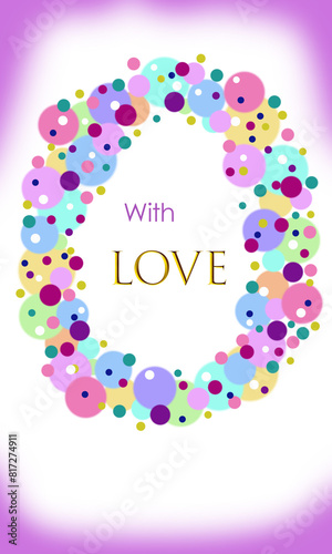 Postcard geometric with colorful circle for invitation, holiday, birthday, modern pattern, nice background, beautiful illustration, frame, greetings card, congratulations