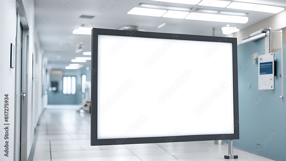 Empty banner signboard for advertising at the hospital and blur motion.	