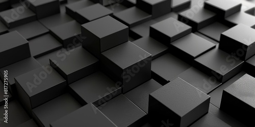 Black background with geometric pattern of cubes Generative AI