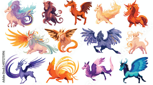 Set of mythical mythological creates animals - unic