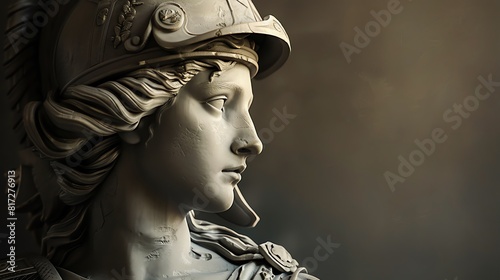 Detailed image of ancient statue of god of war photo