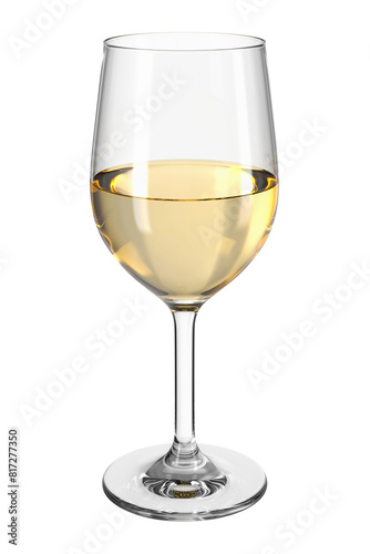 Glass with white wine on isolated transparent background. Bar theme. Alcoholic drink. 3d rendering.