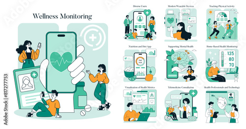 Wellness Monitoring. Flat Vector Illustration