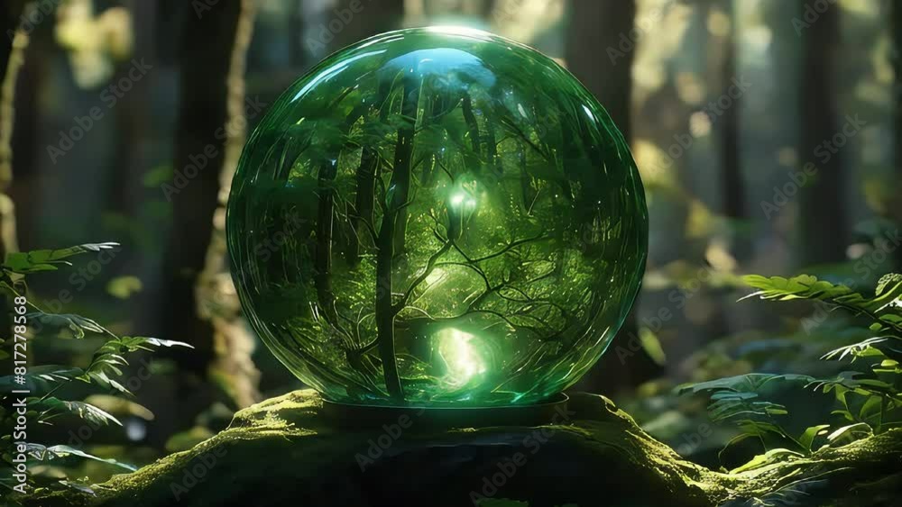 Globe on green forest background, world environment day, june 5, environmental concept