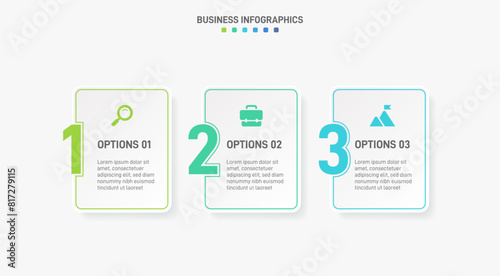 Horizontal progress bar featuring 3 arrow-shaped elements, symbolizing three six stages of business strategy and progression. Clean timeline infographic design template. Vector for presentation