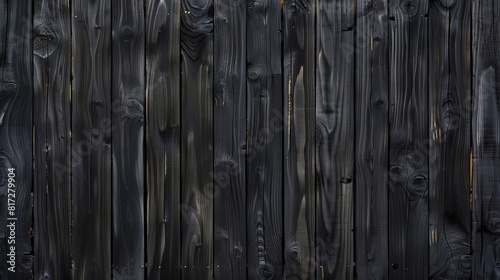 A black wood plank background with some paint. photo