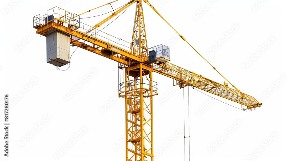 Yellow hoisting crane isolated against a white background. Yellow hoisting crane isolated against a white background.