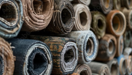 Image of different types of colorful rugs and carpets