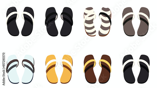 Set of stylized black and white rubber flip flops l