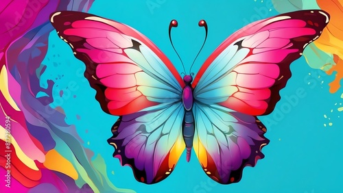 The image is a watercolor painting of a butterfly with vibrant colors photo