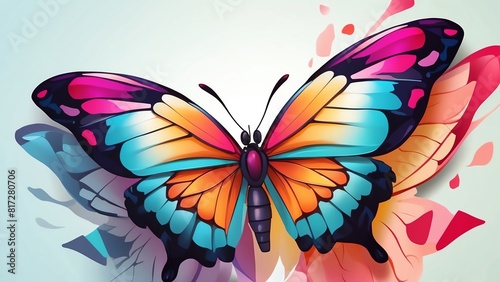 A beautiful watercolor painting of a butterfly with vibrant colors. photo