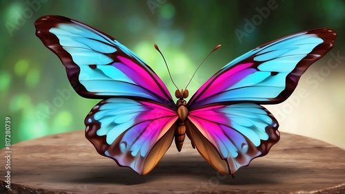 A beautiful and colorful butterfly with a unique pattern on its wings. photo