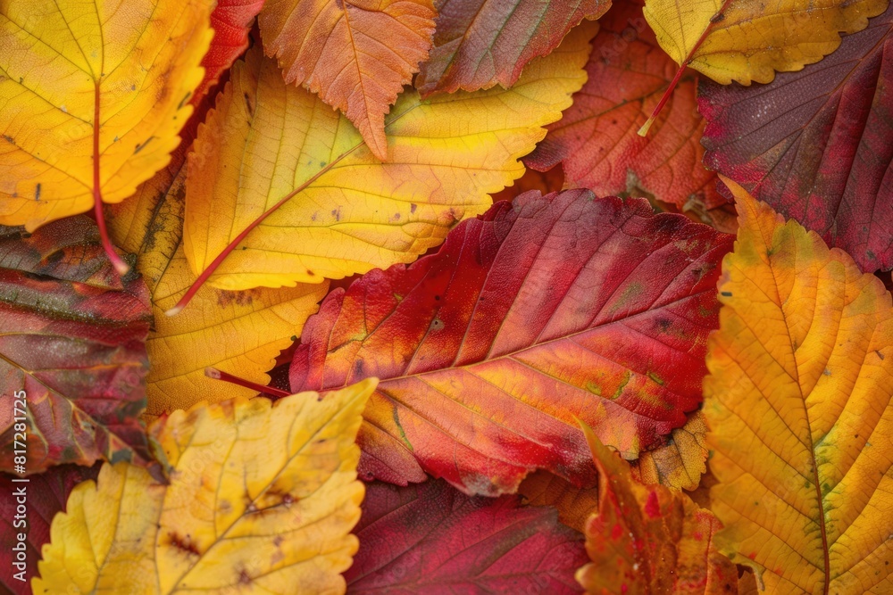 Fall Leaf Background. Autumn Color Palette with Vibrant Yellow and Red Leaves Fall Leaf Background. Autumn Color Palette with Vibrant Yellow and Red Leaves