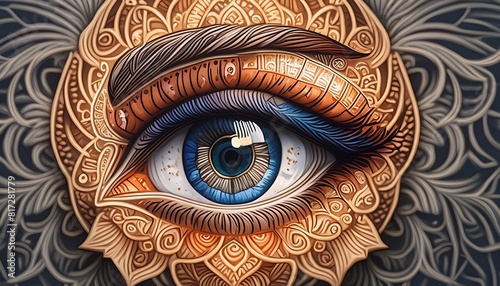 digital drawing realistic eye mandala art ai generated