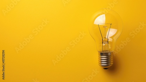 Creative Yellow. Handwriting Idea Light Bulb on Vivid Background