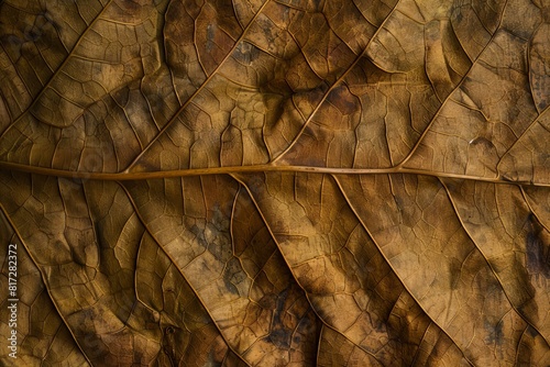 A close up of a brown leaf. photo